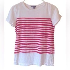 Vince Women’s White Tee with Red Stripes Size S